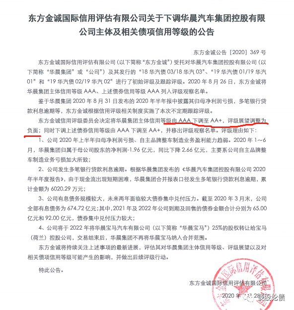 凉凉，华晨遭评级公司集体下调评级