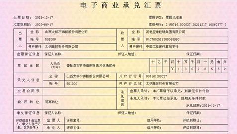 山西太钢不锈钢商业承兑汇票信用风险说明